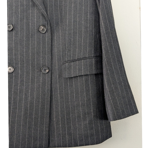 Theory Double Breasted Wool Flannel Pinstripe Blazer - Picture 4 of 11